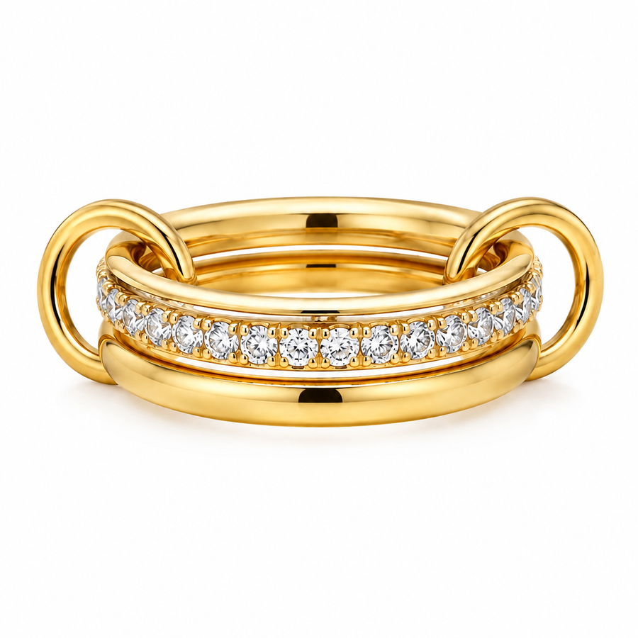 Double Stacked Ring, 18k vergoldet