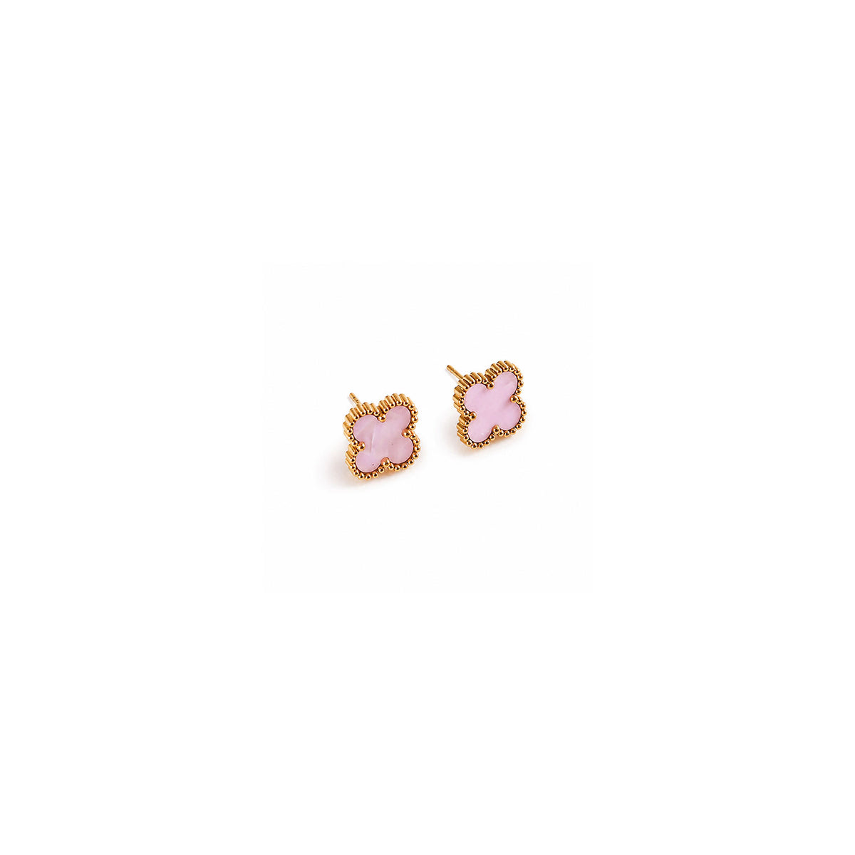 Clover Ohrstecker Gold Rosa