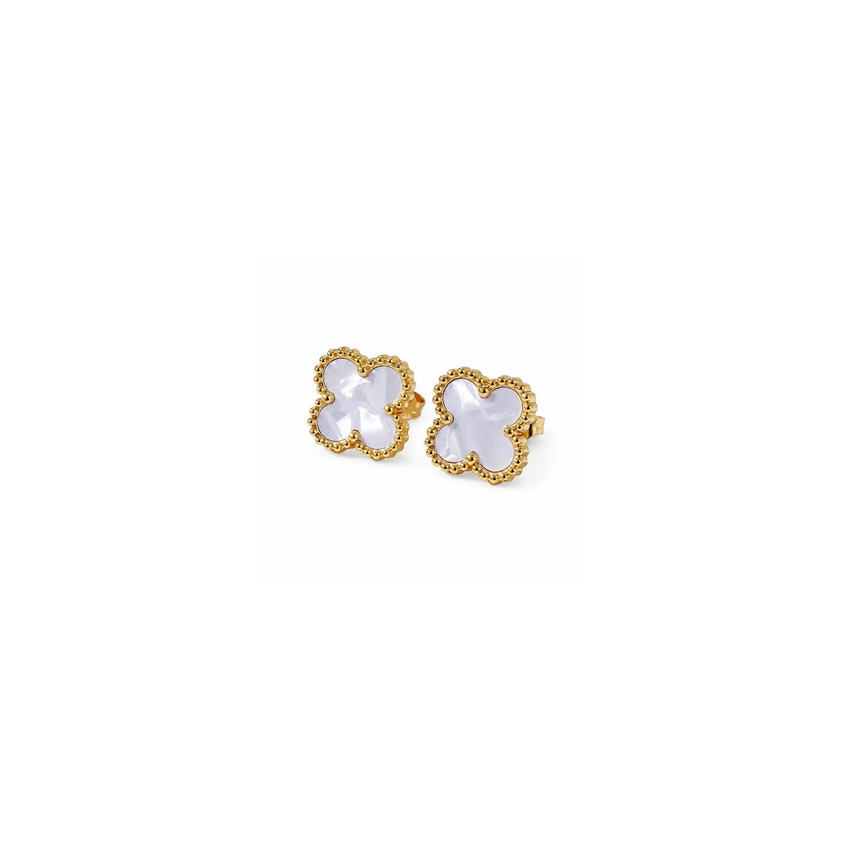 Clover Ohrstecker Gold Weiß