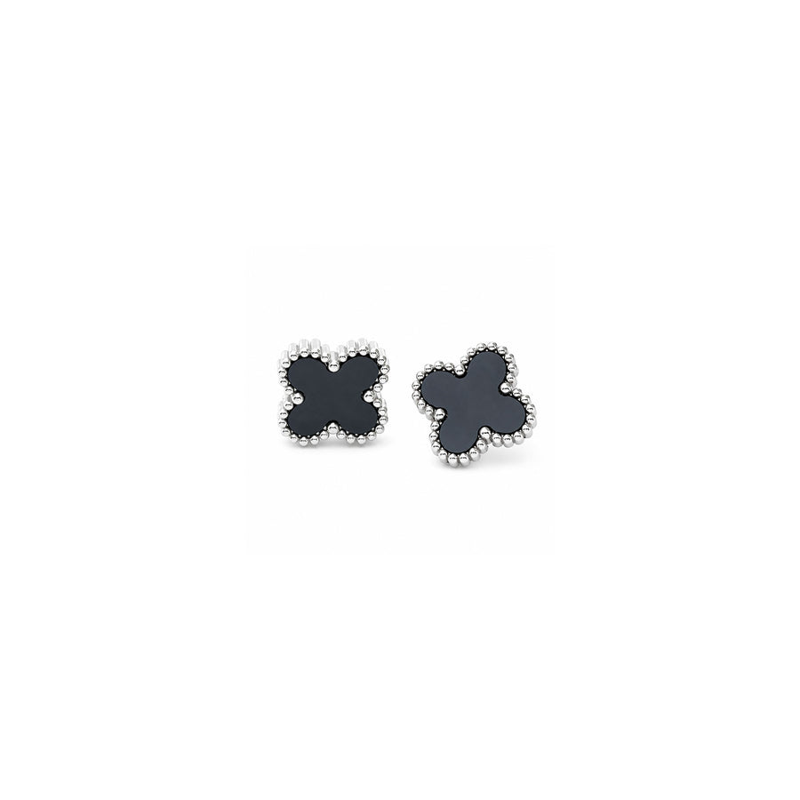 Clover Ohrstecker Silber Schwarz